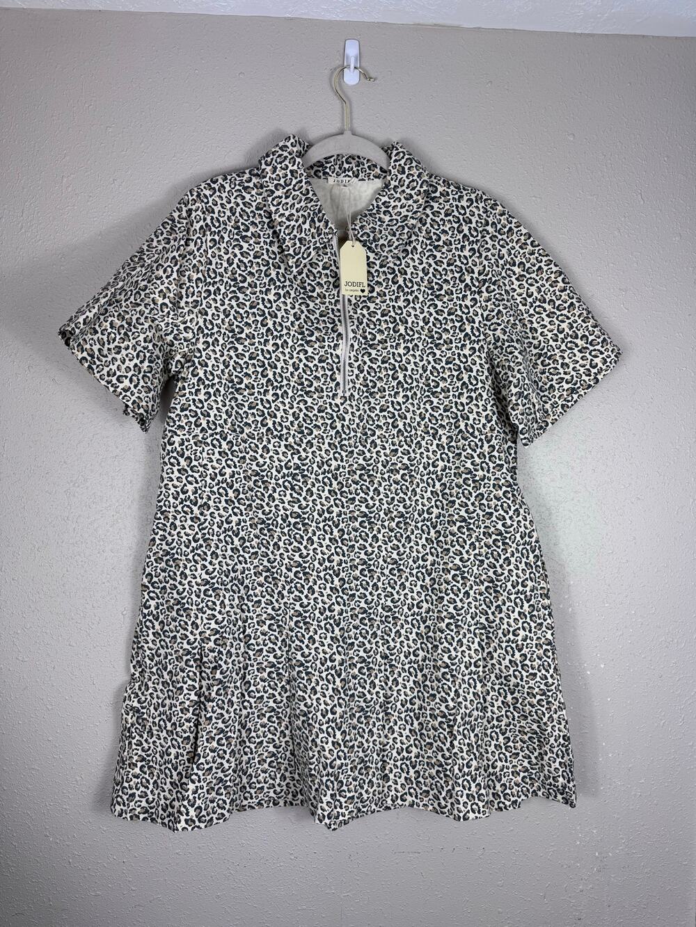 NWT Leopard Jodifl Denim Style Dress Womens Size Large